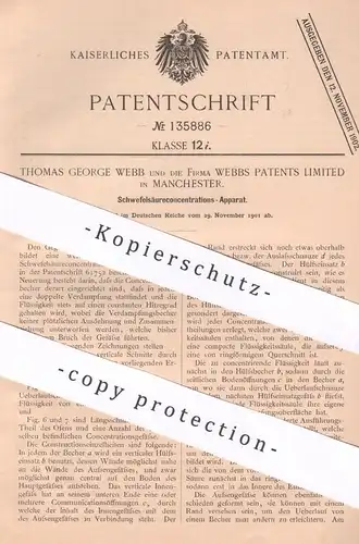 original Patent - Thomas George Webb & Webbs Patents Ltd. , Manchester , England | 1901 | Schwefelsäure - Konzentration