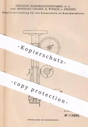 original Patent - Dresdner Bohrmaschinenfabrik AG vorm. Bernhard Fischer & Winsch Dresden | Steuerwelle an Bohrmaschine