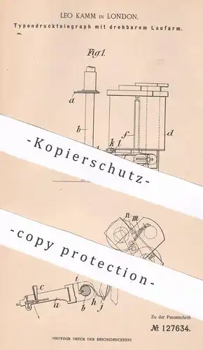 original Patent - Leo Kamm , London , England , 1901 | Typendrucktelegraph | Typen - Druck - Telegraph | Telegraphie !!!