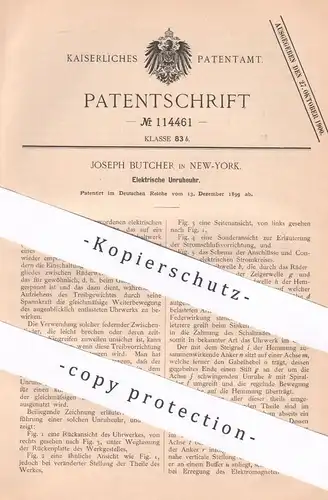 original Patent - Joseph Butcher , New York , USA , 1899 , Elektrische Unruheuhr | Uhr , Uhren | Uhrwerk | Uhrmacher