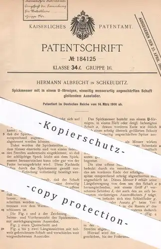 original Patent - Hermann Albrecht , Schkeuditz , 1906 , Spickmesser | Messer , Speck | Schlachterei , Fleischerei !!!