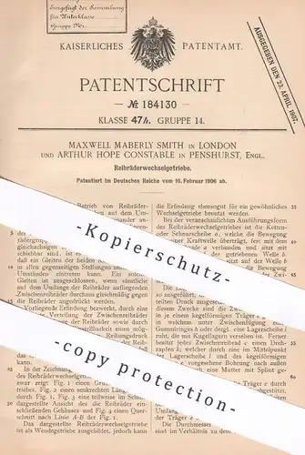 original Patent - Maxwell Maberly Smith , London | Arthur H. Constable , Penshurst England | Reibräder - Wechselgetriebe