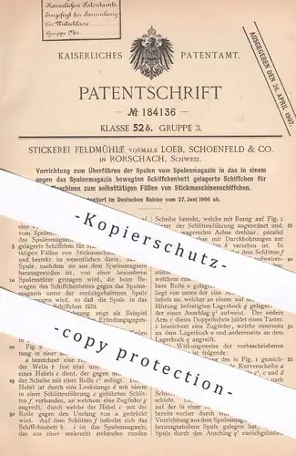 original Patent - Stickerei Feldmühle vormals Loeb, Schoenfeld & Co. Rorschach , Schweiz , 1906 , Stickmaschine | Spule