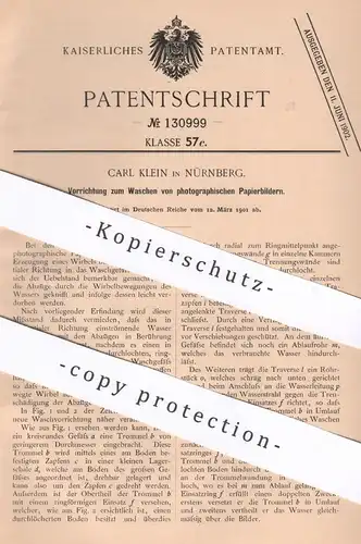 original Patent - Carl Klein , Nürnberg , 1901 , Waschen photographischer Papierbilder | Foto , Bilder , Fotografie