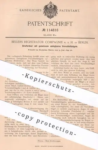 original Patent - Bellers Registrator Compagnie mbH , Berlin , 1899 , Briefordner | Ordner | Aktenordner , Büro | Schule