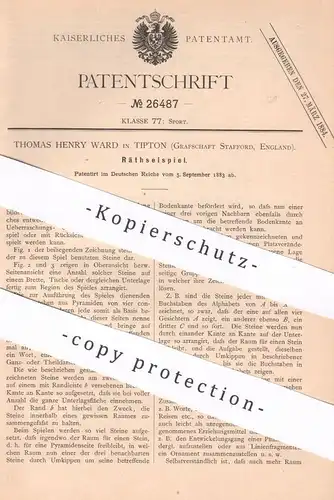 original Patent - Thomas Henry Ward , Tipton , Grafschaft Stafford , England , 1883 , Rätselspiel | Rätsel , Spiele !!