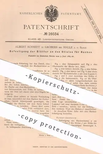 original Patent - Albert Schmidt , Gröbers / Halle / Saale | Hacke , Hacken | Gartengerät , Garten , Gärtner !!