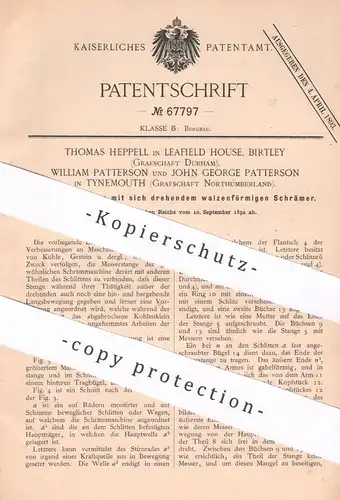 original Patent - Thomas Heppell , Birtley , Durham | William & John G. Patterson , Tynemouth | Schrämmaschine | Bergbau