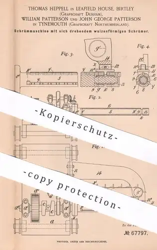 original Patent - Thomas Heppell , Birtley , Durham | William & John G. Patterson , Tynemouth | Schrämmaschine | Bergbau
