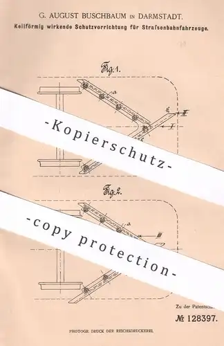 original Patent - G. August Buschbaum , Darmstadt , 1901 , Schutzwand an Straßenbahn | Eisenbahn , Bahn , Zug !!