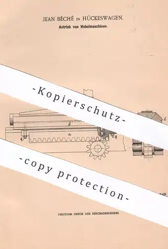 original Patent - Jean Bêché , Hückeswagen , 1901 , Hobelmaschinen - Antrieb | Hobel , Holz , Tischler , Zimmermann