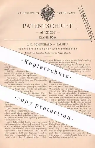original Patent - J. O. Schuchard , Barmen , 1899 , Sperrung für Abortspülkasten | Spülung , WC , Kloset , Toilette !!!