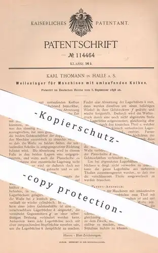 original Patent - Karl Thomann , Halle / Saale , 1898 , Wellenlager für Motoren | Kolben , Motor , Maschinen !!