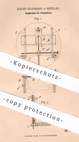 original Patent - David Feldmann , Breslau , 1900 , Regulierstuhl für Pendeluhr | Uhr , Uhren , Uhrwerk , Uhrmacher !!!