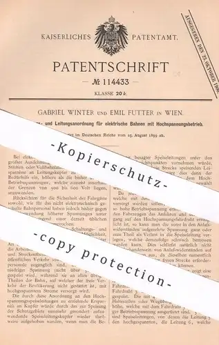 original Patent - Gabriel Winter , Emil Futter , Wien Österreich , 1899 , Schaltung für elektrische Bahnen | Straßenbahn