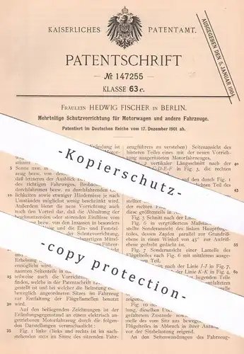 original Patent - Hedwig Fischer , Berlin | Verdeck an Motorwagen | Automobil , Fahrzeug | Schutz vor Sonne & Regen