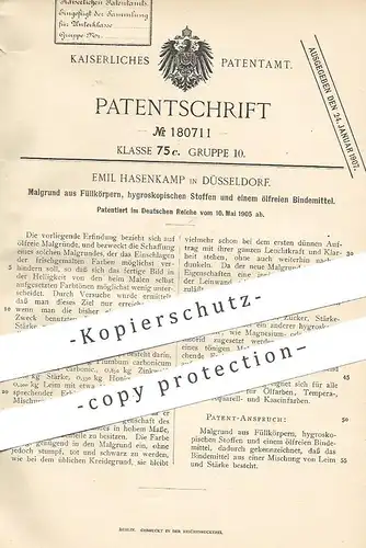 original Patent - Emil Hasenkamp , Düsseldorf , 1905 , Malgrund aus Füllkörpern | Malen , Leinwand , Maler , Künstler