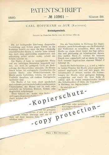 original Patent - Carl Hoffmann , Aue Sachsen , 1880 , Kreissägenschutz | Schutz für Kreissäge | Säge , Holzsäge , Holz