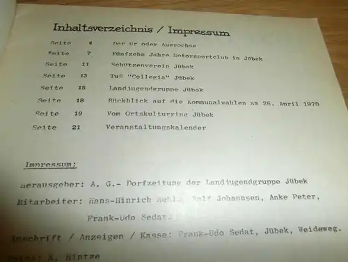 Jübeck  1970 , Broschüre , Sandbahnrennen , Geschichte , Programmheft / Programm / Rennprogramm , program !!!