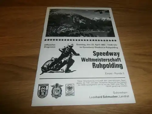 Speedway Ruhpolding 23.04.1983 , WM , Programmheft / Programm / Rennprogramm , program !!!