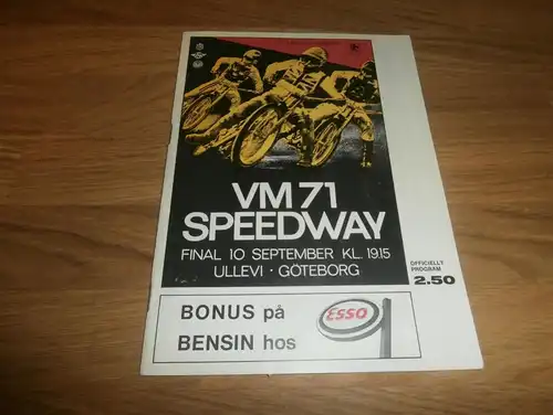 Speedway Göteborg 10.09.1971 , WM Finale , Programmheft / Programm / Rennprogramm , program !!!
