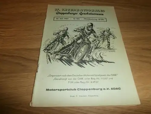 Grasbahn Cloppenburg 16.07.1967 , Grasbahnrennen , Programmheft / Programm / Rennprogramm , program !!!