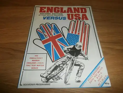 Speedway Poole 1982 , England vs. USA  , Programmheft / Programm / Rennprogramm , program !!!
