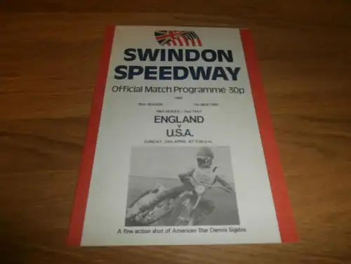 Speedway Swindon 24.04.1983 , England vs. USA  , Programmheft / Programm / Rennprogramm , program !!!
