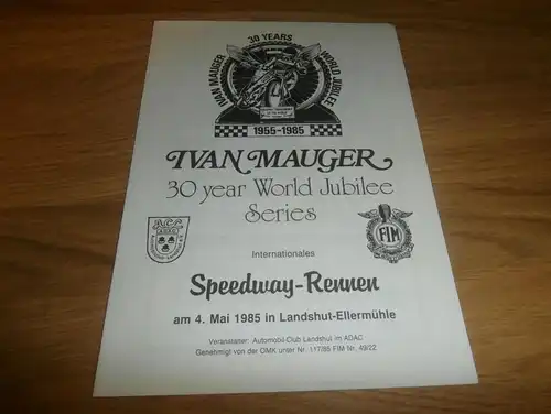 Speedway Landshut 4.05.1985 , Ivan Mauger , Programmheft / Programm / Rennprogramm , program !!!