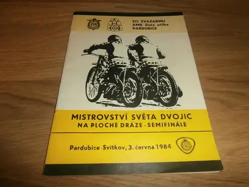 Speedway Pardubice 3.06.1984 , WM , Programmheft / Programm / Rennprogramm , program !!!