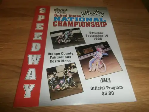 Speedway Costa Mesa 16.09.1995 , US Championship , AMA , Programmheft / Programm / Rennprogramm , program !!!