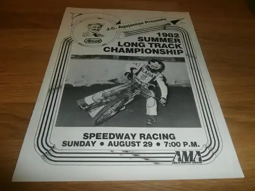 Speedway 29.08.1982 , USA , Programmheft / Programm / Rennprogramm , program !!!