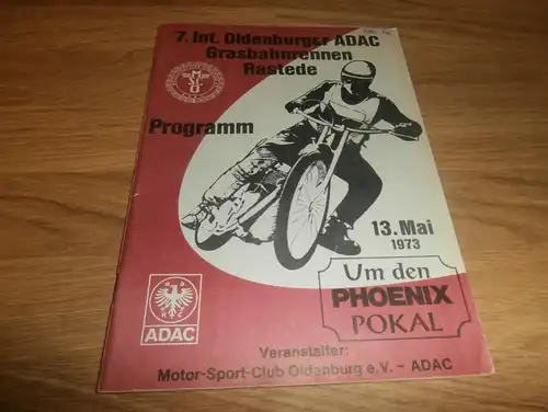 Grasbahn Rastede 13.05.1973 , Grasbahnrennen , Programmheft / Programm / Rennprogramm , program !!!