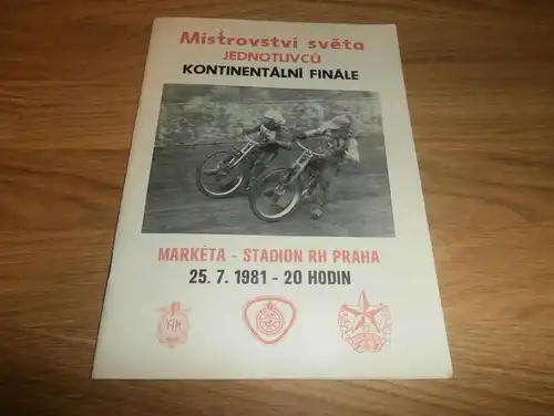 Speedway , Prag 25.07.1981 , WM Finale , Programmheft / Programm / Rennprogramm , program !!!