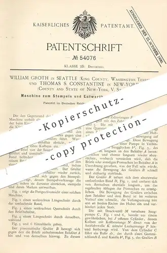 original Patent - William Groth , Seattle Washington | Thomas S. Constantine , New York , USA | Briefmarken Stempel