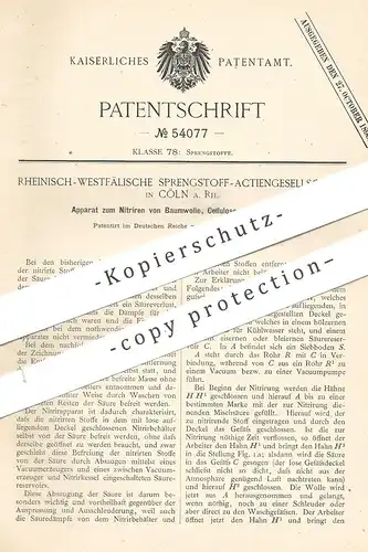 original Patent - Rheinisch Westfälische Sprengstoff AG , Köln / Rhein 1890 , Nitrieren von Baumwolle , Cellulose Stroh