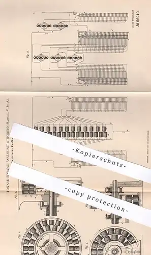 original Patent - Edward Benjamin Parkhurst , Woburn , Massach. USA , Elektrische Kraftmaschine  | Motor , Elektromotor