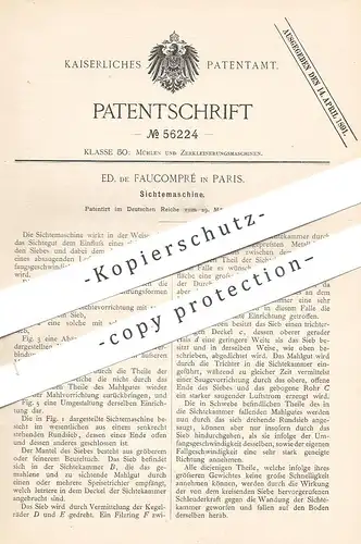 original Patent - Ed. de Faucompré , Paris , Frankreich , 1890 , Sichtemaschine | Mühle , Mühlen , Getreide , Mehl !!