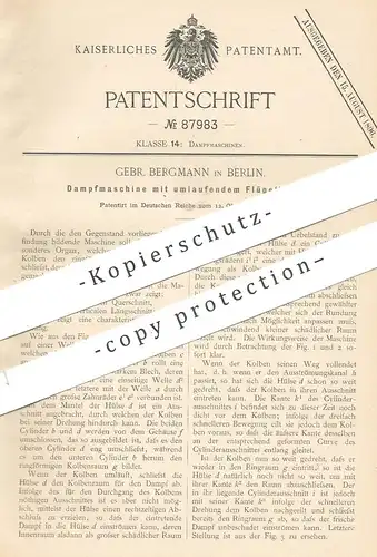 original Patent - Gebrüder Bergmann , Berlin , 1895 , Dampfmaschine , Dampfmaschinen | Motor , Kolben , Kraftmaschine !!