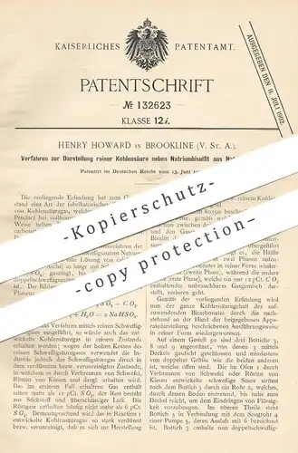 original Patent - Henry Howard , Brookline , USA , 1900 , Darstellung von Kohlensäure neben Natriumbisulfit | Chemie