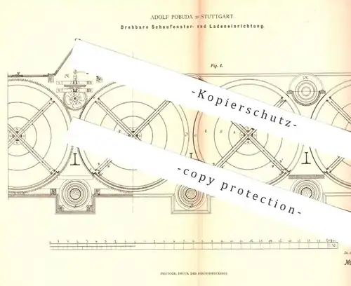 original Patent - Adolf Pobuda , Stuttgart , 1880 , drehbare Einrichtung für Schaufenster , Laden , Geschäft | Reklame
