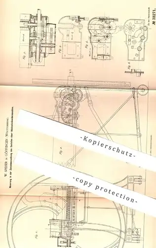 original Patent - W. Speiser , Göppingen / Württemberg , 1886 , Gestell einer Häckselschneidemaschine | Schneidemaschine