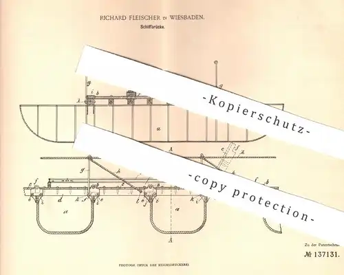 original Patent - Richard Fleischer , Wiesbaden , 1900 | Schiffbrücke | Pontonbrücke | Ponton , Schiff , Boot , Schiffe