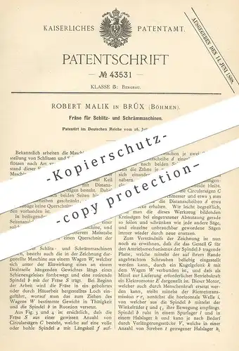 original Patent - Robert Malik , Brüx / Böhmen / Tschechien | Fräse für Kohle , Gestein | Fräsen , Bergbau , Bergwerk