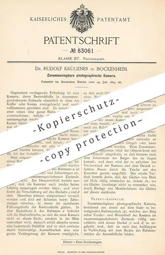 original Patent - Dr. Rudolf Krügener , Bockenheim / Frankfurt / Main | Kamera | Fotograf , Photography , Fotoapparat