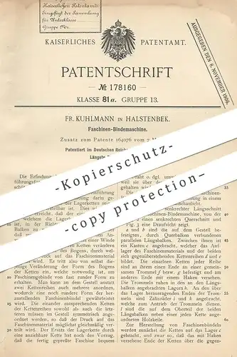 original Patent - Fr. Kuhlmann , Halstenbek / Hamburg , 1906 , Faschinen - Bindemaschine | Wasserbau , Förster | Reisig