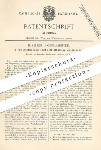 original Patent - H. Kessler , Oberlahnstein / Rhein / Koblenz , 1886 , Stromkraftmaschine | Strom , Motor , Schiff !!!