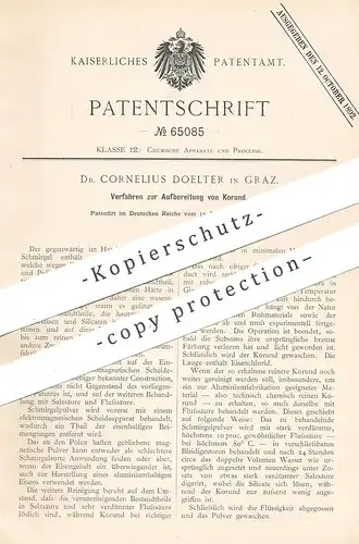 original Patent - Dr. Cornelius Doelter , Graz / Österreich , 1891 , Aufbereitung von Korund | Mineral , Chemie !!!
