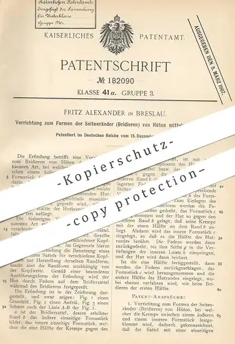 original Patent - Fritz Alexander , Breslau , 1905 , Formen der Hut - Ränder | Bridieren | Hüte , Modist , Hutkrempe !!!