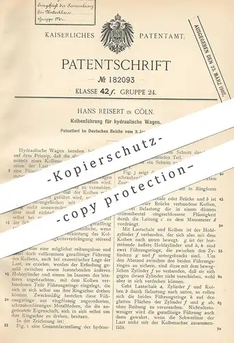 original Patent - Hans Reisert , Köln / Rhein  1906 , Kolbenführung für Hydraulik - Waagen | Waage , Wiegen , Waagschale